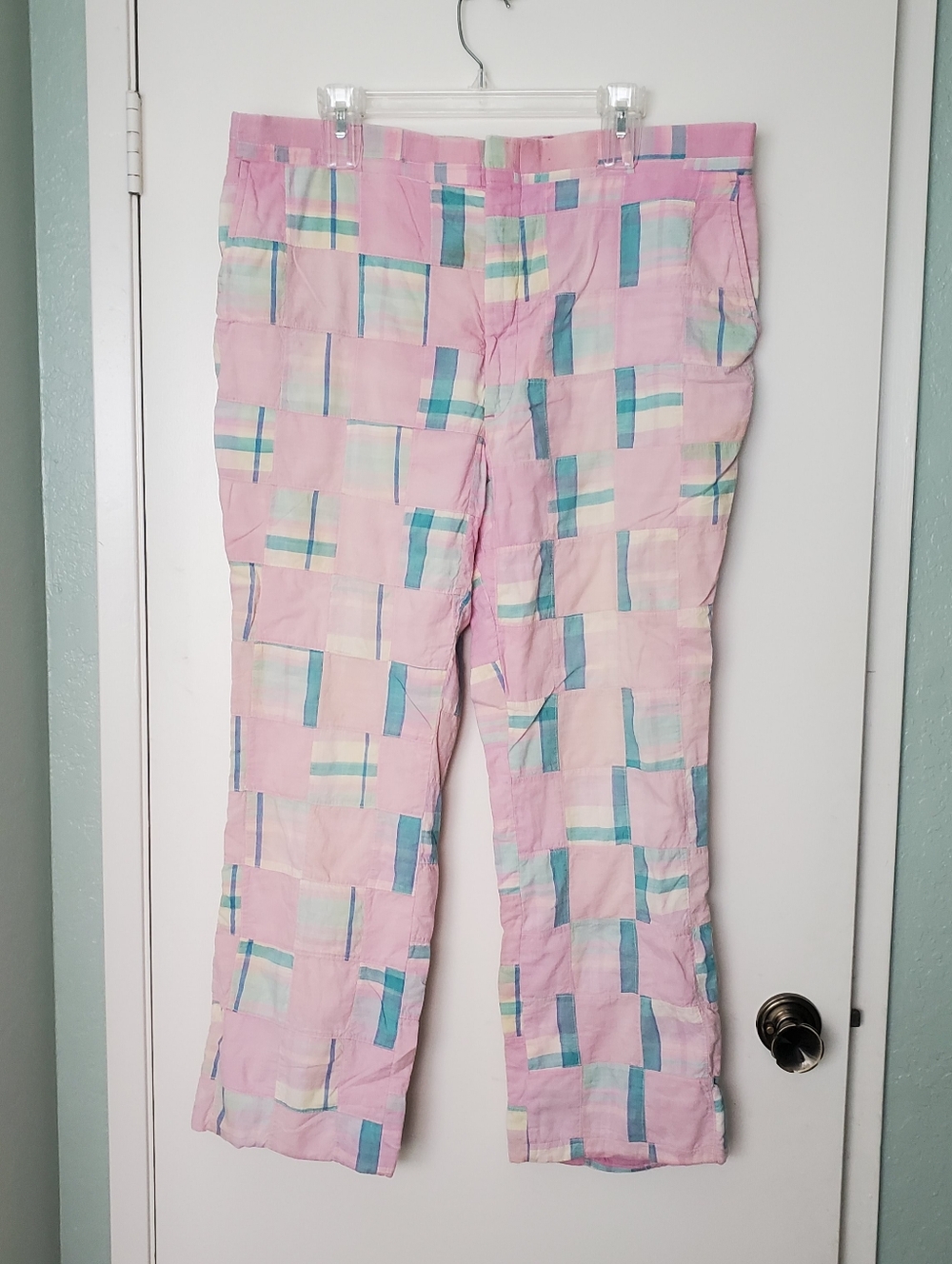 Mauna Kea Hawaii Men's Pink Madras Long Pants Size 38 Waist Preppy Beach